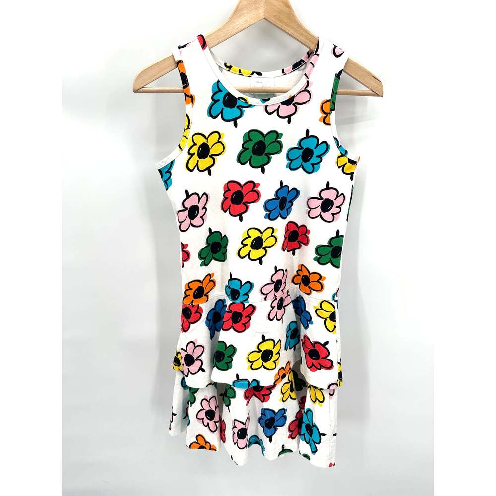 HANNA ANDERSSON Muticolor Floral 100% Cotton Dress with Ruffle Tiered Hem // 12